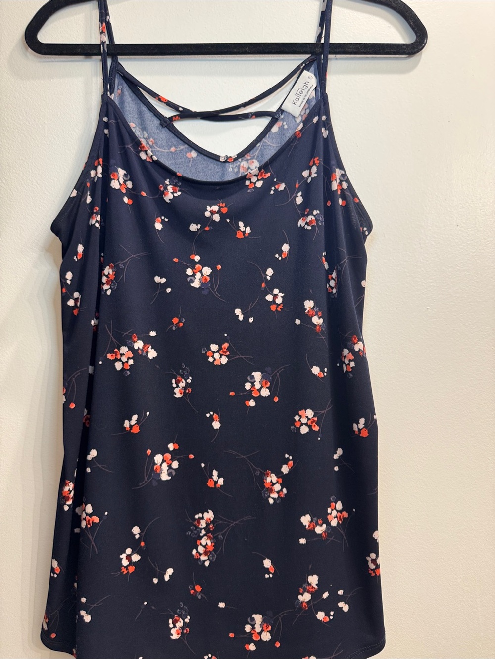 Navy Floral Spaghetti-Strap top